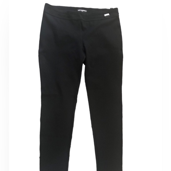 Karl Lagerfeld Black Ponte Knit Pull On Slim Pant Sz M Stretch Fall Wardrobe - Picture 1 of 6